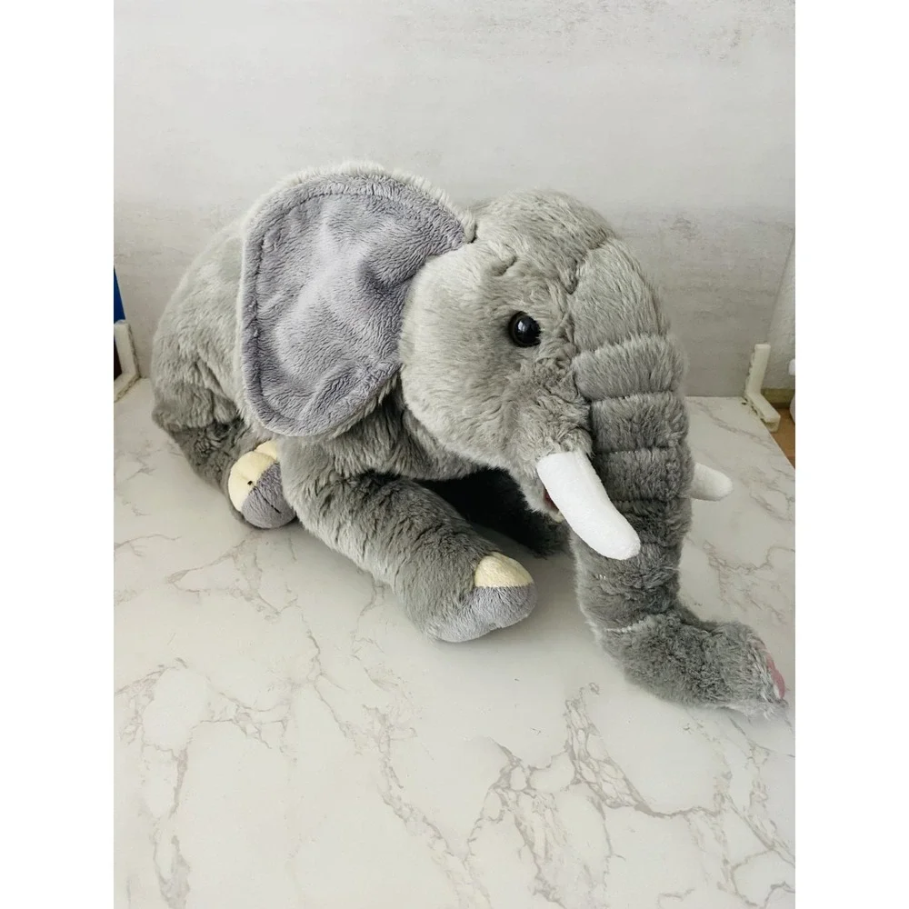 FAO Schwarz Gray Elephant Plush Laying Down Floppy Stuffed Animal 2018